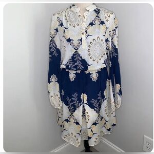 Vince Camuto shirt dress elastic waist handkerchief print sz 8 gently worn​